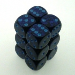 12 Cobalt Speckled 16mm D6 Dice Block Chx 25707