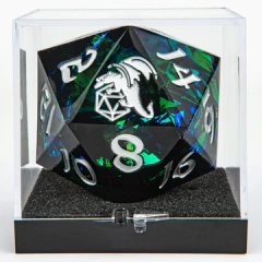 Sharp Edged Resin 55mm D20 - Black w/ Silver Ink