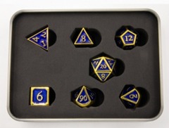 Dark Blue Shadow Set of 7 Metal Polyhedral Dice with Gold Numbers