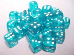 Teal with white 36 Translucent 12mm Chx 23815