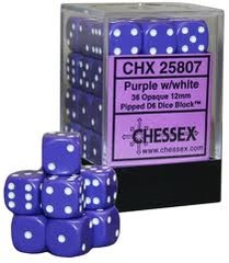 36 Purple w/white opaque 12mm d6 Chx 25807