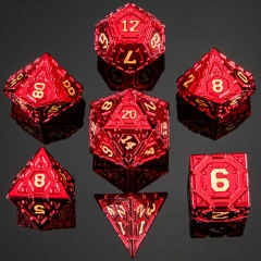 Solid Metal Star Map Dice set - Red with Gold