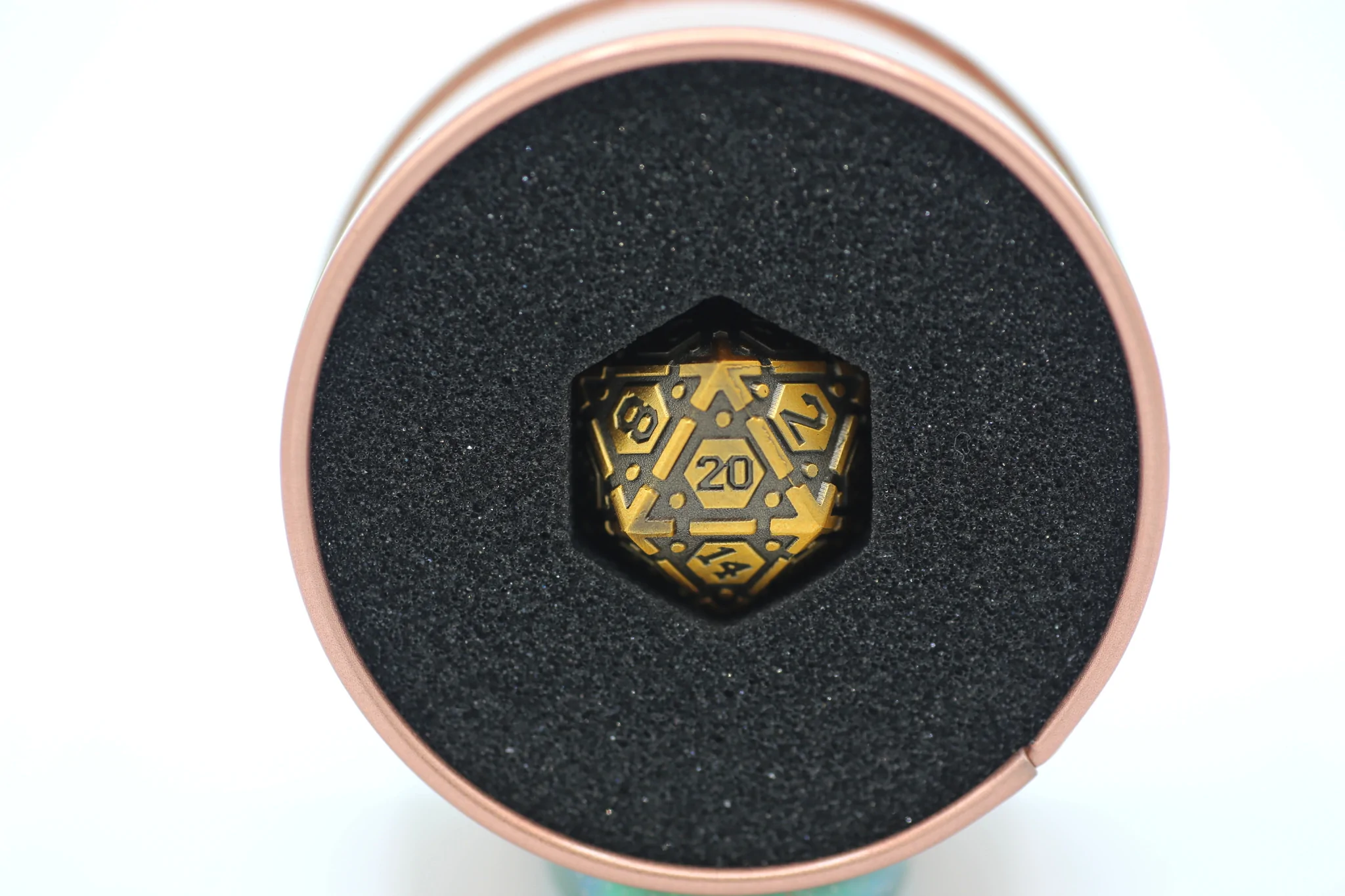 Single Solid Metal Star Map d20 Dice - Ancient Gold