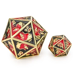 45mm Dragon D20 -Gold with Red & Black