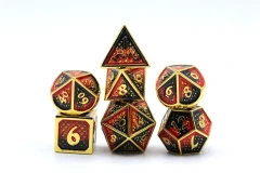 Solid Metal Behemoth Dice set - Gold w/ Red and Black