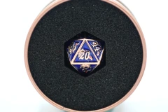 Copper with Navy Blue Solid Metal Dragon D20