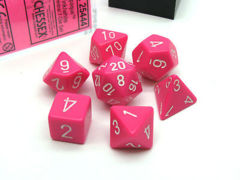 Opaque Pink/White 7ct Polyhedral Dice Set - CHX25444
