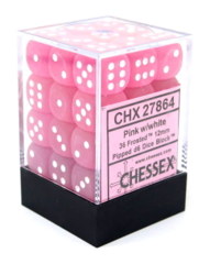 12mm D6 Frosted: Pink w/White