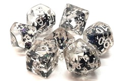 Old School 7 Piece DnD RPG Dice Set: Infused - Black Butterfly
