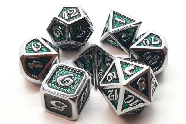 Set of 7 Polyhedral Dice Standard Size for Dragon Scale D&D Pathfinder RPG