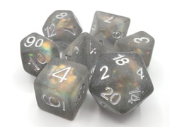 Old School 7 Piece DnD RPG Dice Set: Infused - Frosted Firefly - Springtime Dew