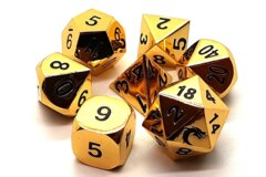 Old School 7 Piece DnD RPG Metal Dice Set: Halfling Forged - Shiny Gold
