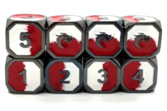 Old School Metal Dice D6 Set: Dragon Forged - Red & White w/ Black Nickel