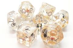 Old School 7 Piece DnD RPG Dice Set: Infused - Snow Man