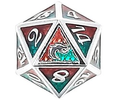 Old School DnD RPG Metal D20: Dragon Scale - Red & Green