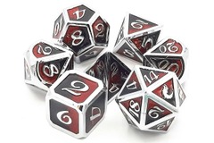 Old School 7 Piece DnD RPG Metal Dice Set: Dragon Scale - Black & Red