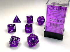Translucent Purple / White 7 Dice Set - CHX23077