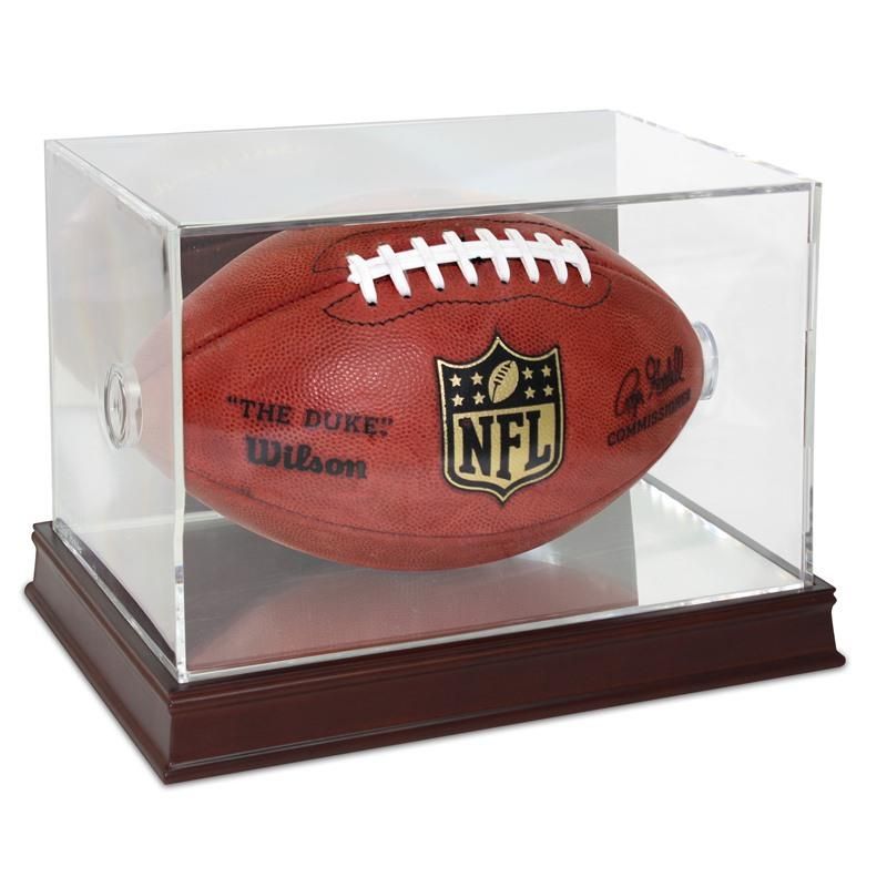Football Display WITH Mirror Back AND Wood Base