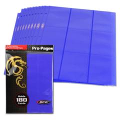 BCW Gaming Side Loading 18-POCKET PRO PAGES - BLUE - Pack of 10