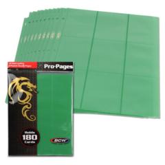 BCW Gaming Side Loading 18-POCKET PRO PAGES - GREEN - Pack of 10