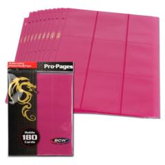 BCW Gaming Side Loading 18-POCKET PRO PAGES - PINK - Pack of 10
