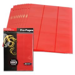 BCW Gaming Side Loading 18-POCKET PRO PAGES - RED - Pack of 10