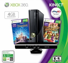 Xbox 360 Slim 4GB Console Kinect Disneyland Adventures Bundle