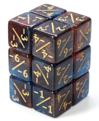 -1/-1 Red & Blue Glitter Counter Dice Set of 8