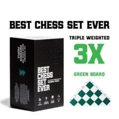 Best Chess Set Ever 20x20 Green and White Silicone Board with 3x Weighted Pieces