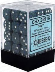 Chessex Sea 36 Speckled 12mm Pipped d6 Dice Block CHX25916
