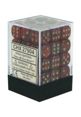 Glitter Ruby and Gold 36ct 12mm D6 Dice Block - CHX27904