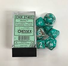 Marble Oxi-Copper/white Polyhedral 7-Die Set - CHX27403