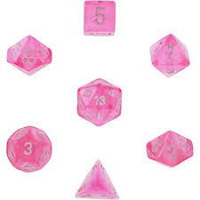 7 Pink/silver Borealis Polyhedral Dice Set - CHX27404