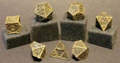 Fifteen4Two Ventures 7pc Solid Metal Dice Set Steampunk Gold w/Dice Bag