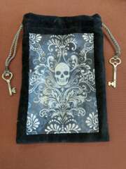 Grimoire Hand-Stitched Dice Bag Silver Skull (GDB012)
