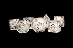 16mm Resin Poly Dice Set: Pearl with Copper (7)