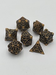 TEG - 7 Bronze Ornate Metal Polyhedral Dice