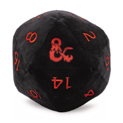 Jumbo D&D D20 Novelty Dice Plush in Black with Red Numbering