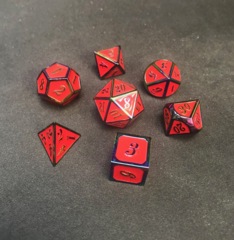 TEG - 7 Bright Red w/ Silver Metal Classic Polyhedral Dice