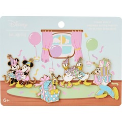 Loungefly Disney Mickey Mouse and Friends Birthday Celebration 4-Piece Pin Set