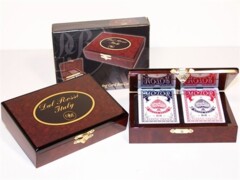 Dal Rossi card box wood with 2 packs of Playing cards