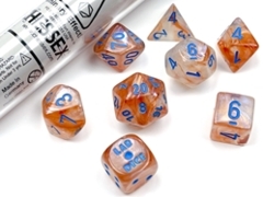 Chessex (30045): Polyhedral 7-Die Set: Borealis: Rose Gold/Light Blue Luminary
