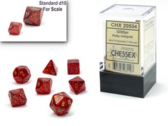 Glitter Mini-Polyhedral Ruby Red/gold 7-Die Set 20504