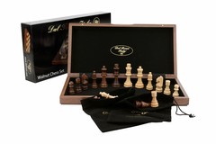 Chess Set, folding, walnut inlaid, 15