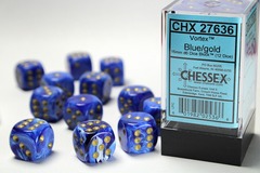 Chessex 16mm D6 Dice Block Vortex Blue/Gold 27636