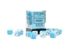 Gemini® 12mm d6 Pearl Turquoise-White/blue Luminary™ Dice Block™ (36 dice)