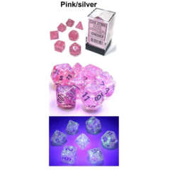 Borealis Pink / Silver Luminary 7 Dice Set - CHX27584