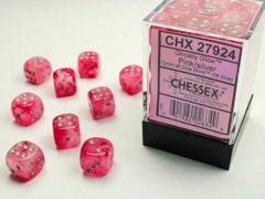 12mm D6 Dice Block: Ghostly Glow - Pink and Silver - CHX27924