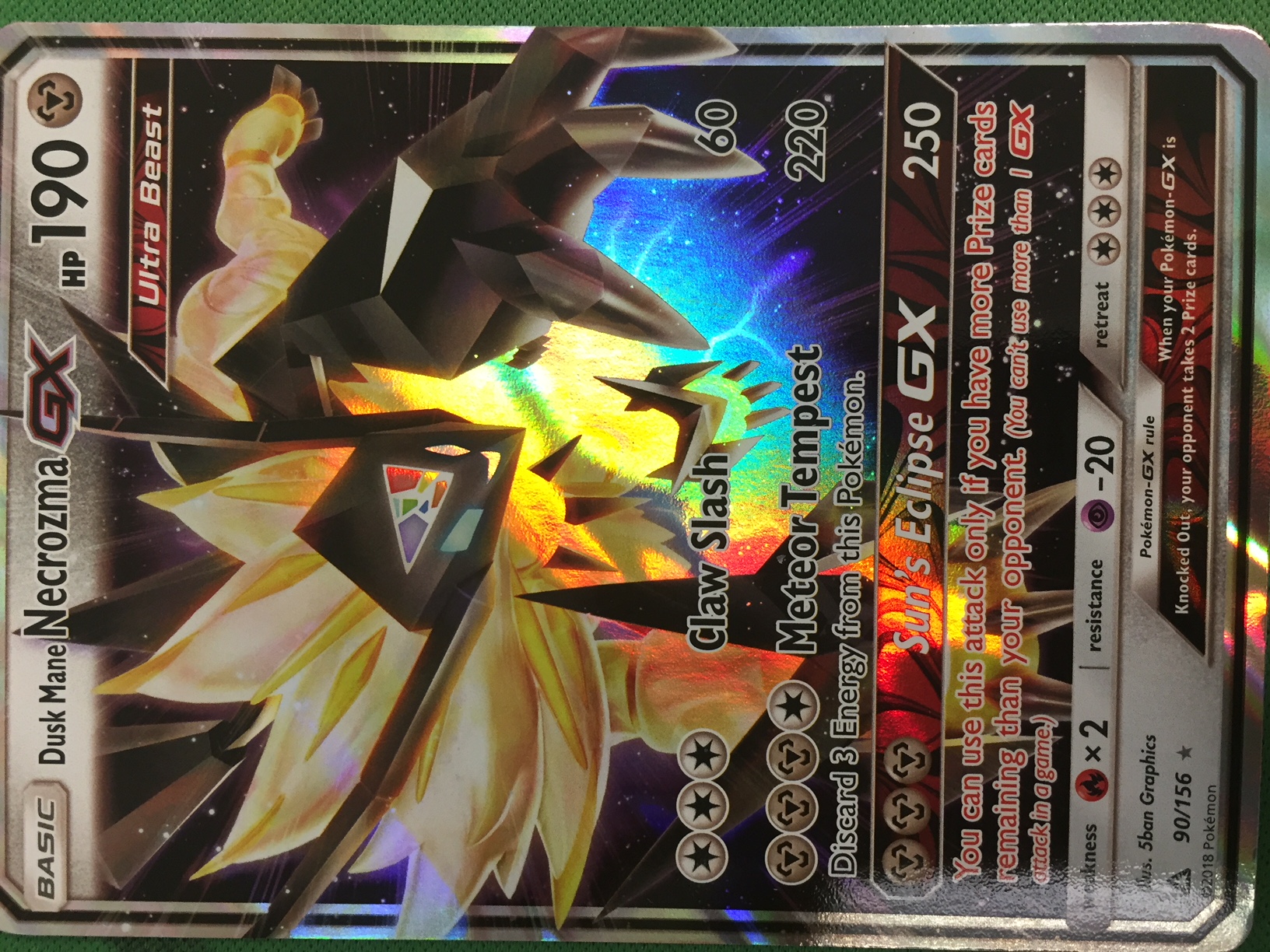 Ultra Rare Ultra Prism * * Pokemon Dusk Mane Necrozma GX 90//156