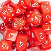 Opaque Red With Gold Numbers - Set of 7 Dice